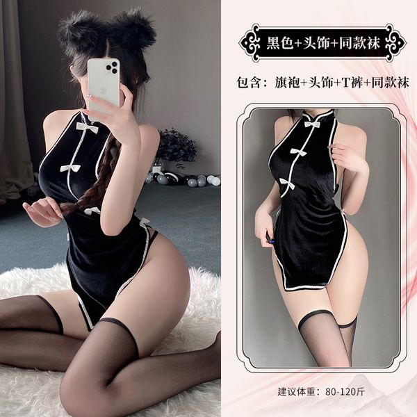 BT2693-性感內衣旗袍誘惑小胸女睡衣火辣開襠免脫激情套裝