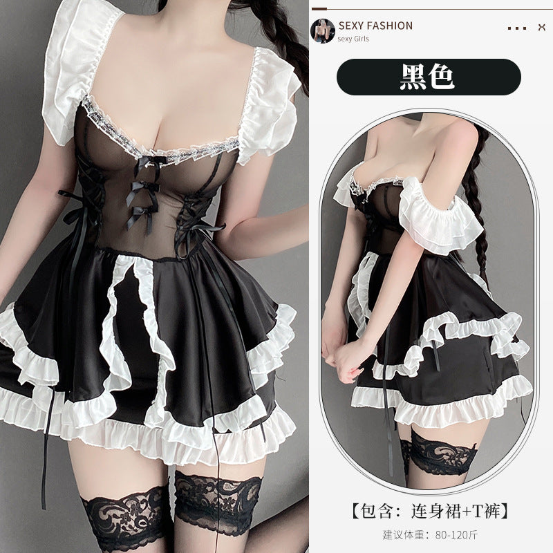 BT2591-情趣內衣女性感可愛女僕女傭小胸透視火辣調情床上制服誘惑