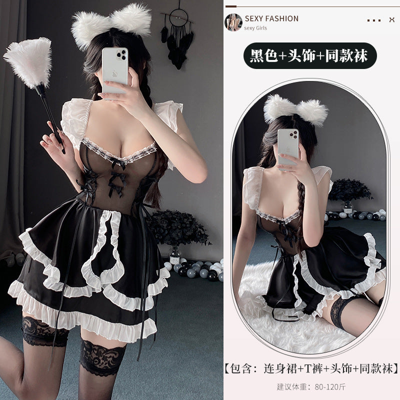 BT2591-情趣內衣女性感可愛女僕女傭小胸透視火辣調情床上制服誘惑