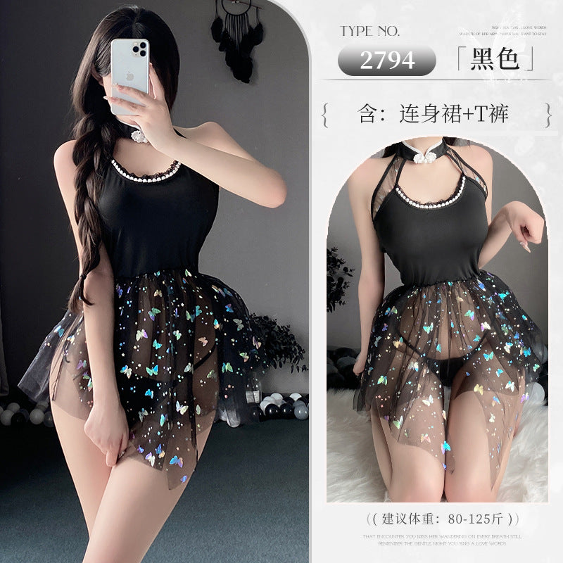 BT2794-性感內衣情趣內衣女僕角色扮演純欲甜美俏皮蝴蝶亮片公主裙制服女睡衣女睡裙套裝