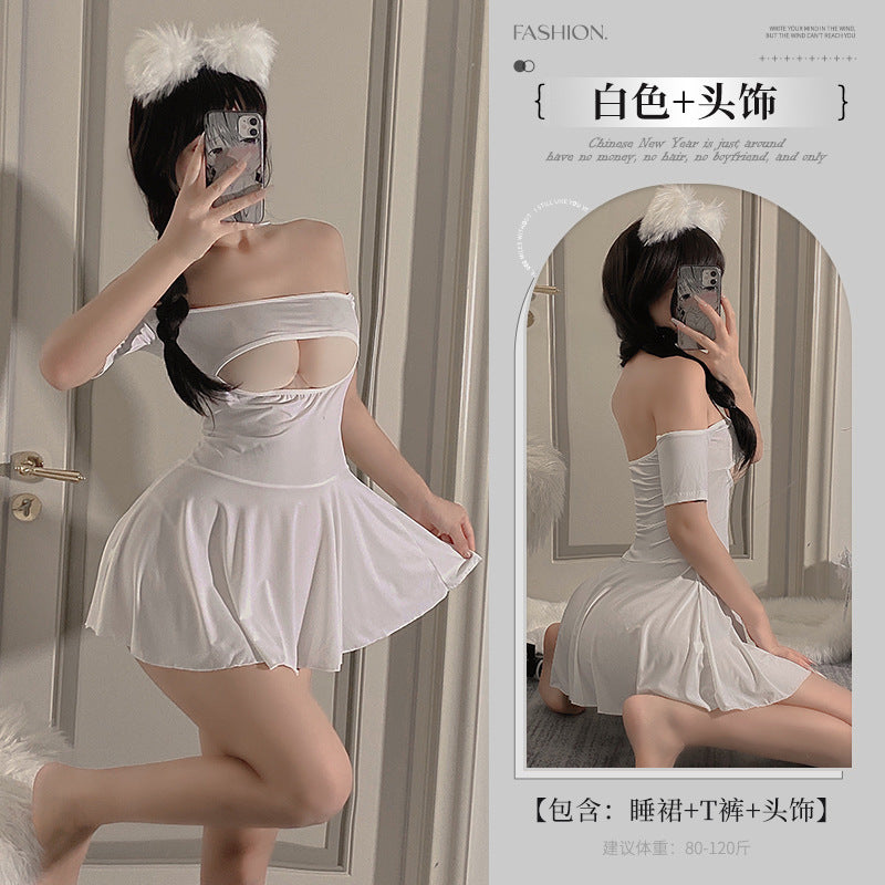 BS8015-性感內衣冰絲小睡裙情趣內衣激情床上挑逗純欲女睡衣