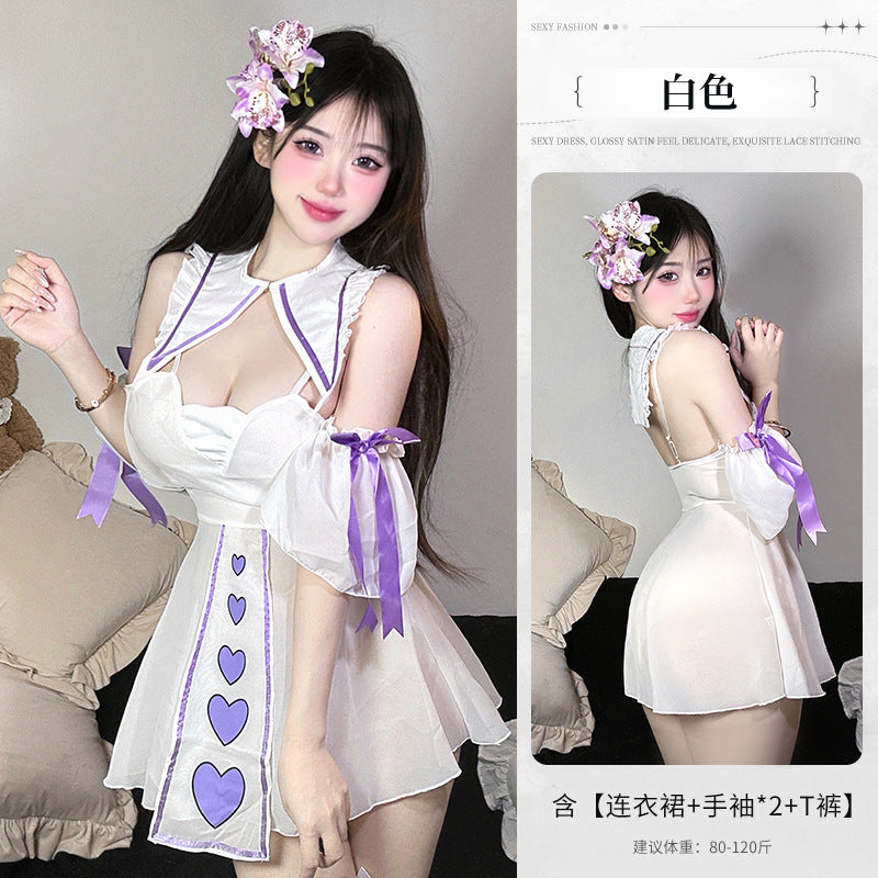 BT2696-性感情趣內衣深v女僕套裝角色扮演制服誘惑套裝女傭睡衣睡裙