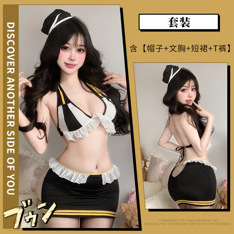 BT2953-情趣性感內衣教官純欲制服誘惑性感惹火包臀裙黑絲免脫女睡衣睡裙