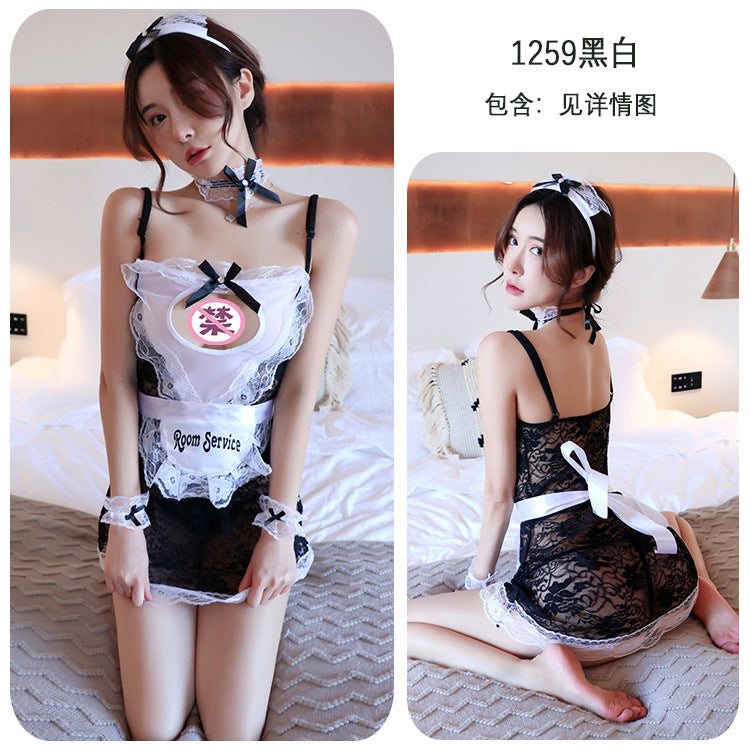 【A-1259】性感內衣情趣內衣角色扮演女僕裝性感制服誘惑女睡衣透明激情套裝女睡裙