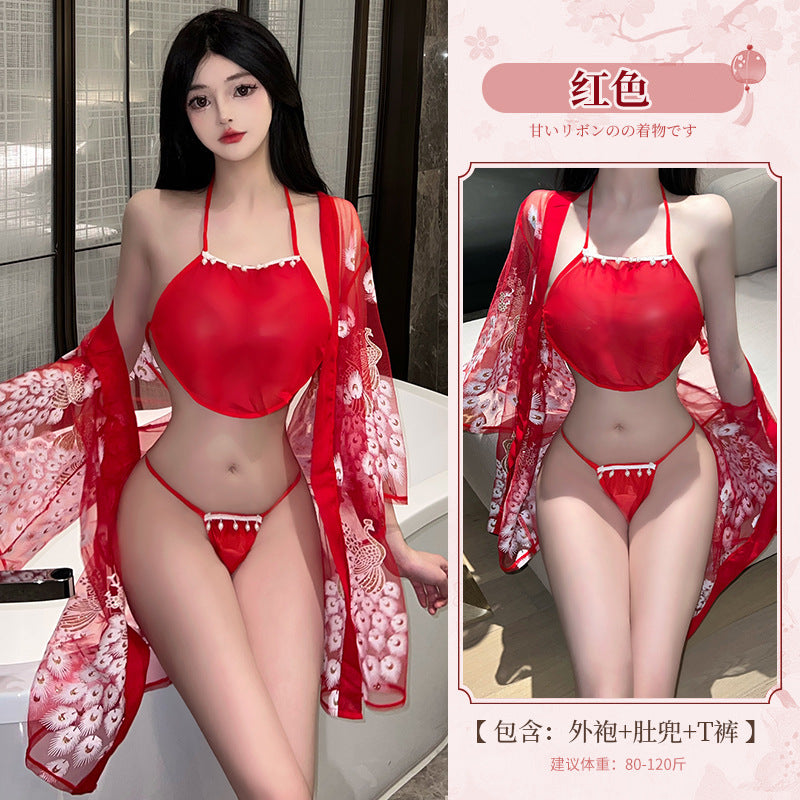 BT2885-性感內衣COSPLAY日式印花和服透視套裝激情趣內衣誘惑免脫女睡衣睡裙
