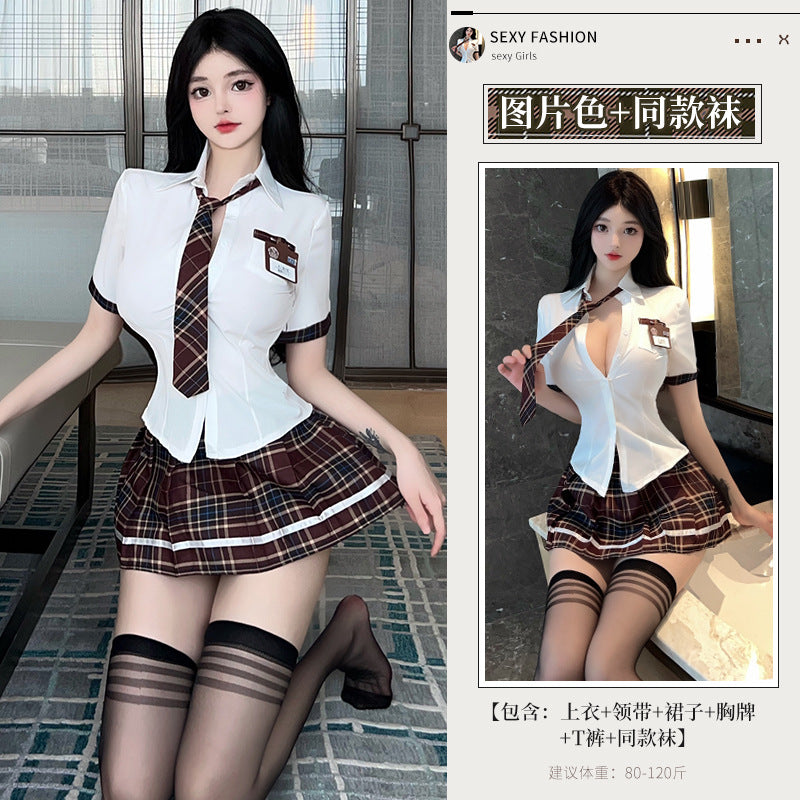 BT8302-性感內衣情趣內衣學院風性感jk學生制服角色扮演套裝純欲百褶裙制服