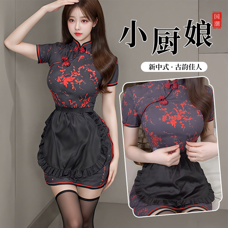 BT8545-性感情趣內衣中華娘旗袍激情純欲廚娘制服角色扮演套裝女睡衣睡裙