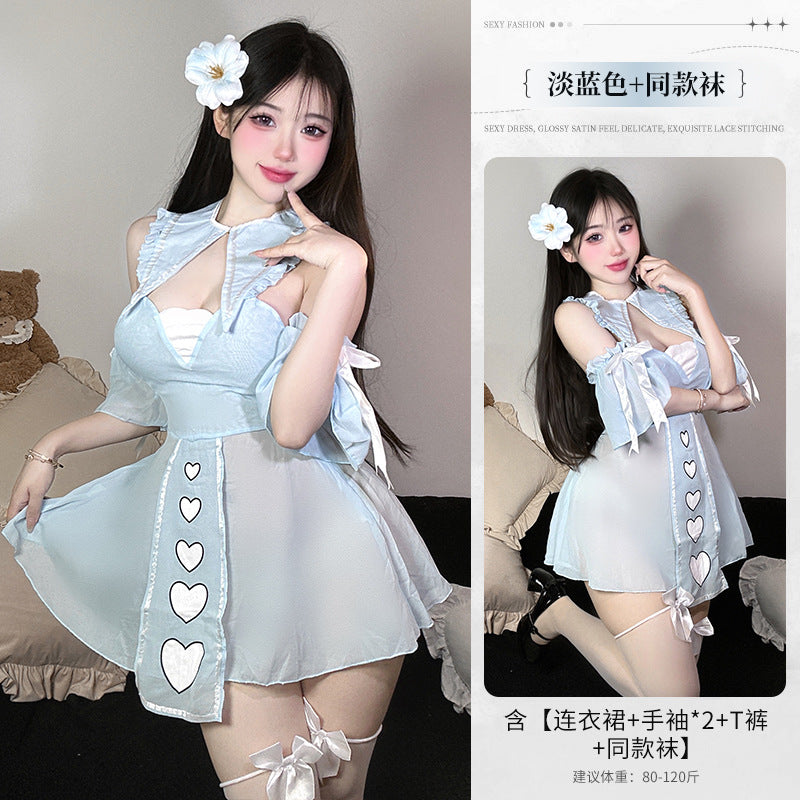 BT2696-性感情趣內衣深v女僕套裝角色扮演制服誘惑套裝女傭睡衣睡裙