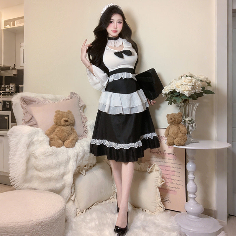 BT2921-性感情趣內衣純欲歐美黑白純欲女僕套裝cos制服誘惑套裝女睡衣睡裙