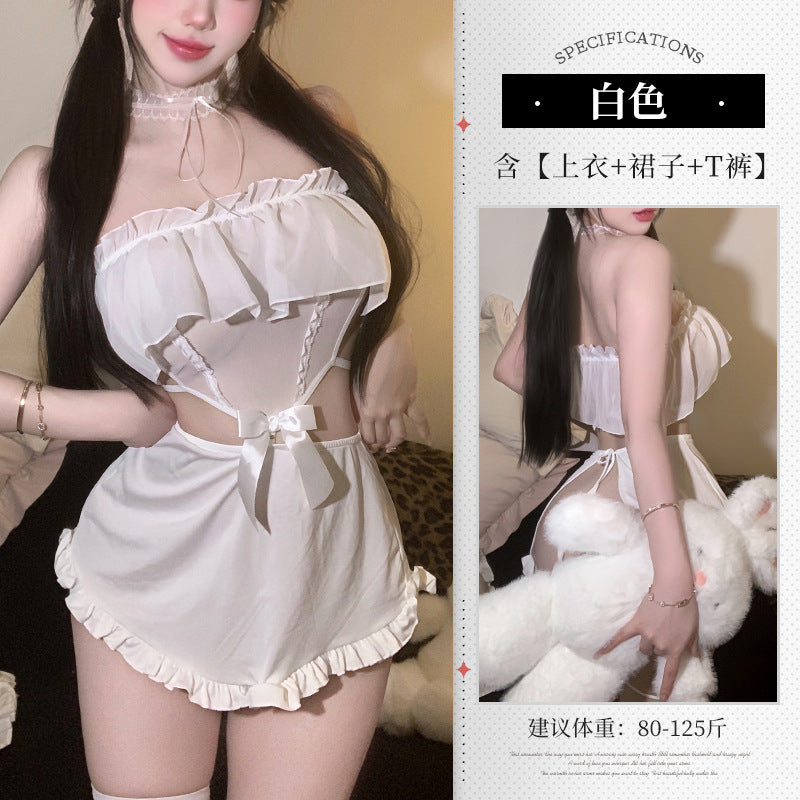 BT2931-性感情趣內衣純欲風鏤空露背木耳花邊可愛女僕制服套裝女睡衣睡裙