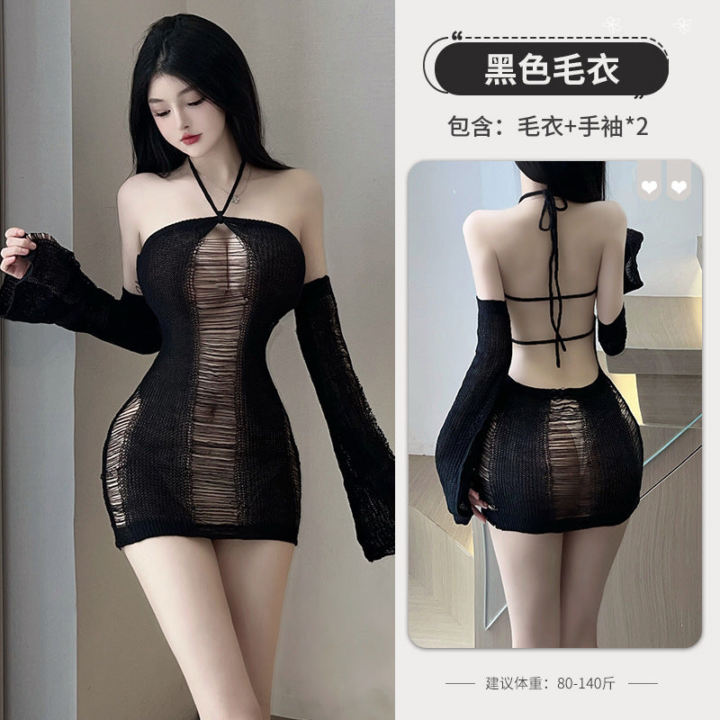 BS2852-性感露背大碼毛衣性感情趣內衣制服角色扮演誘惑調情免脫女睡衣