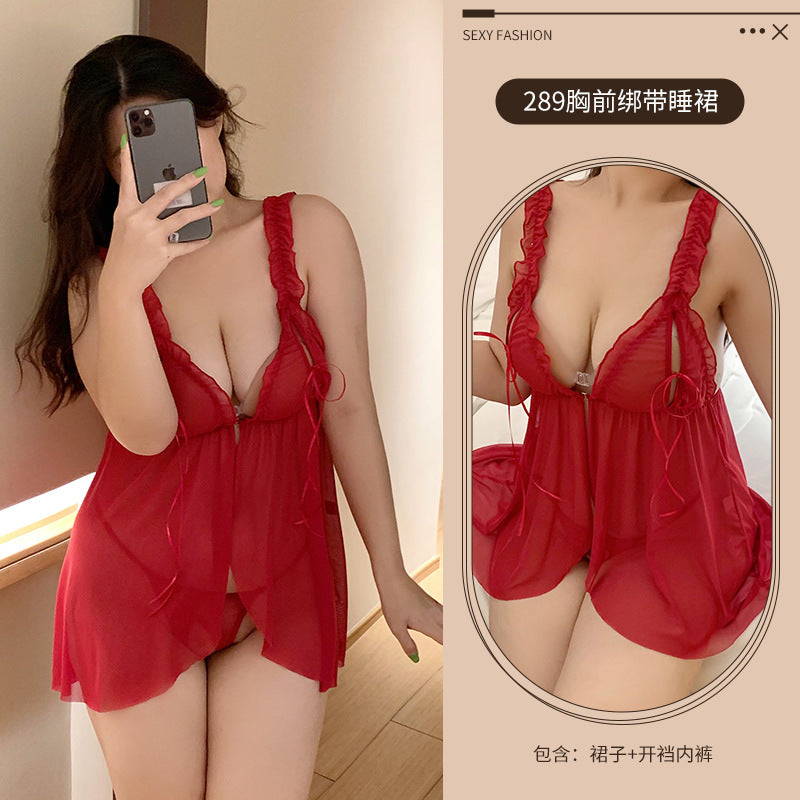 CS289-大碼情趣內衣性感純欲風透視小胸睡衣套裝胖mm200斤女睡衣睡裙