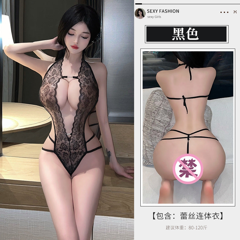 BS8522-性感內衣情趣內衣性感蕾絲深V掛脖連體內激情透視免脫誘惑女睡衣睡裙