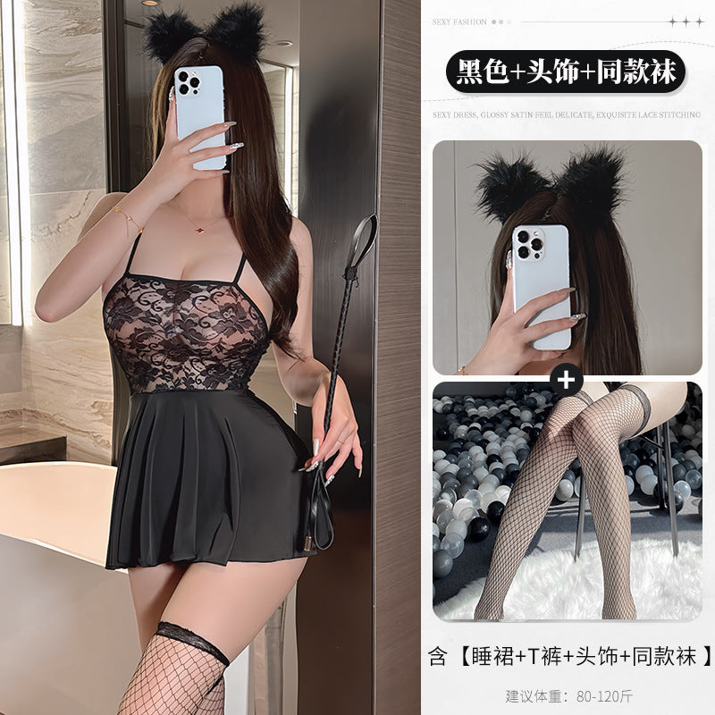 BS8322-性感內衣情趣內衣女性感吊帶蕾絲誘惑睡裙夜店火辣免脫女睡衣睡裙