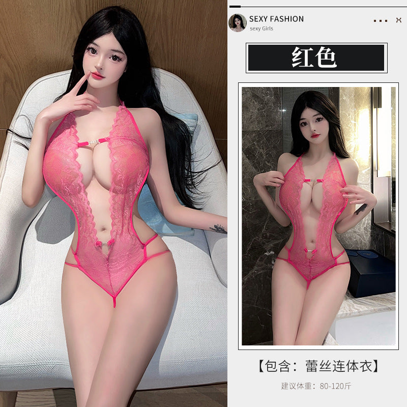 BS8522-性感內衣情趣內衣性感蕾絲深V掛脖連體內激情透視免脫誘惑女睡衣睡裙