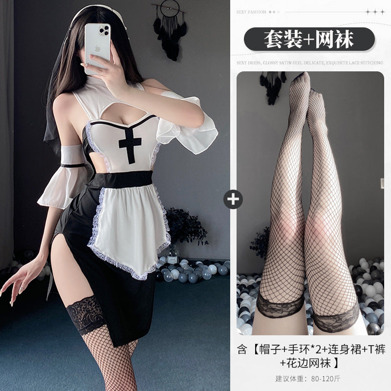 BT2833-性感內衣情趣內衣修女cos角色扮演制服誘惑免脫純欲床上戰袍激情套裝女睡衣睡裙