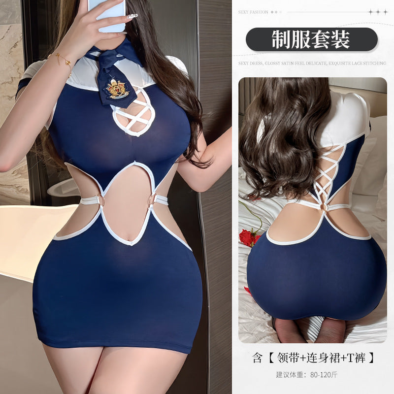 BT8427-性感內衣純欲海軍風空姐女警情趣制服角色扮演內衣教官套裝女睡衣睡裙