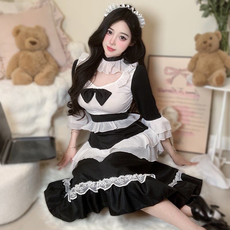 BT2921-性感情趣內衣純欲歐美黑白純欲女僕套裝cos制服誘惑套裝女睡衣睡裙