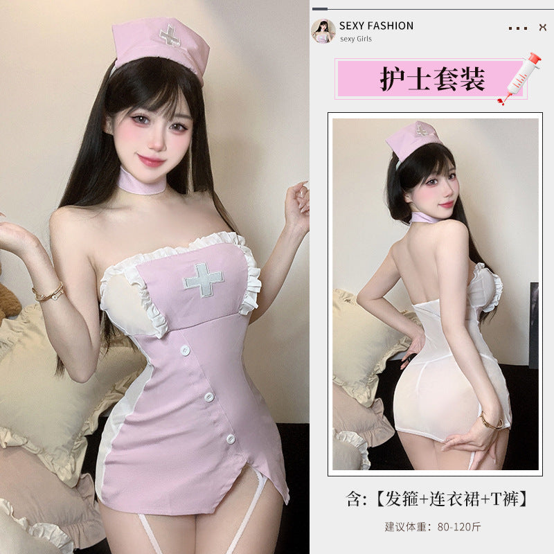 BT2176-性感情趣內衣純欲角色扮演護士制服性感包臀裙免脫套裝睡衣女睡裙