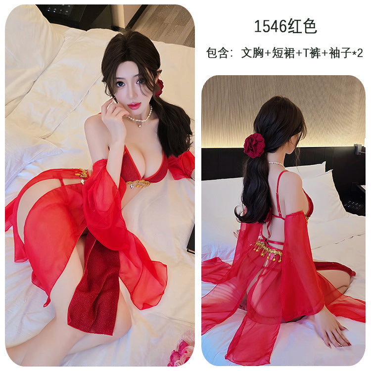 【A-1546】情趣內衣性感綁帶古風復古肚兜女漢服蕾絲連衣裙套裝女睡衣睡裙