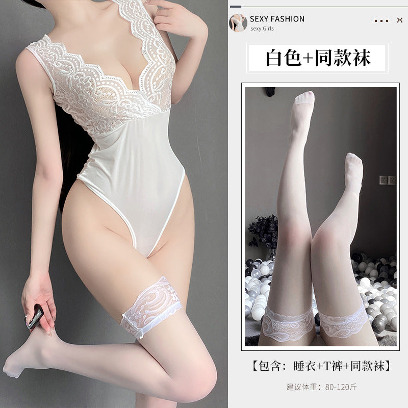 BS8619-性感情趣內衣女透視純欲蕾絲睡衣誘惑激情制服套裝連體衣女睡衣睡裙