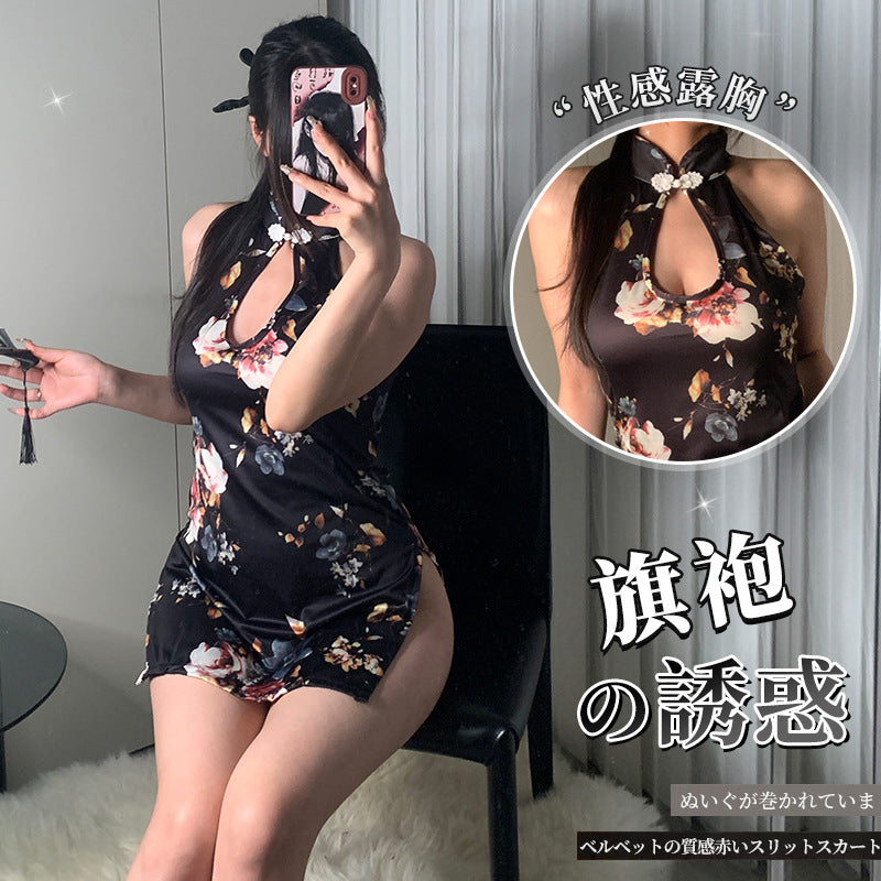 BT8612-性感內衣情趣內衣古風刺繡旗袍挑逗約會戰袍制服誘惑女睡衣睡裙