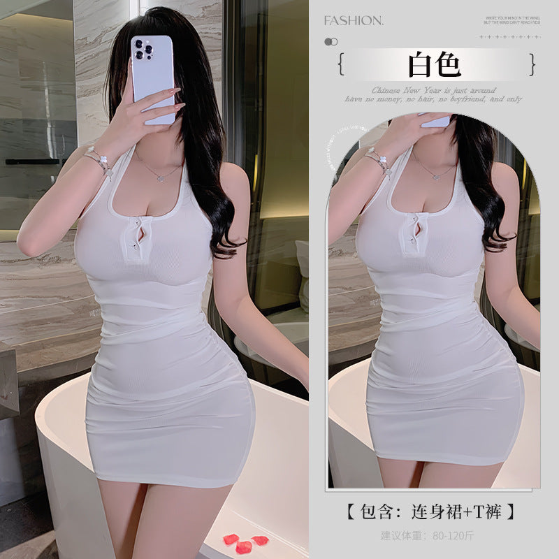 BS8416-性感內衣情趣內衣純欲辣妹掛脖包臀修身連衣裙誘惑女睡衣睡裙