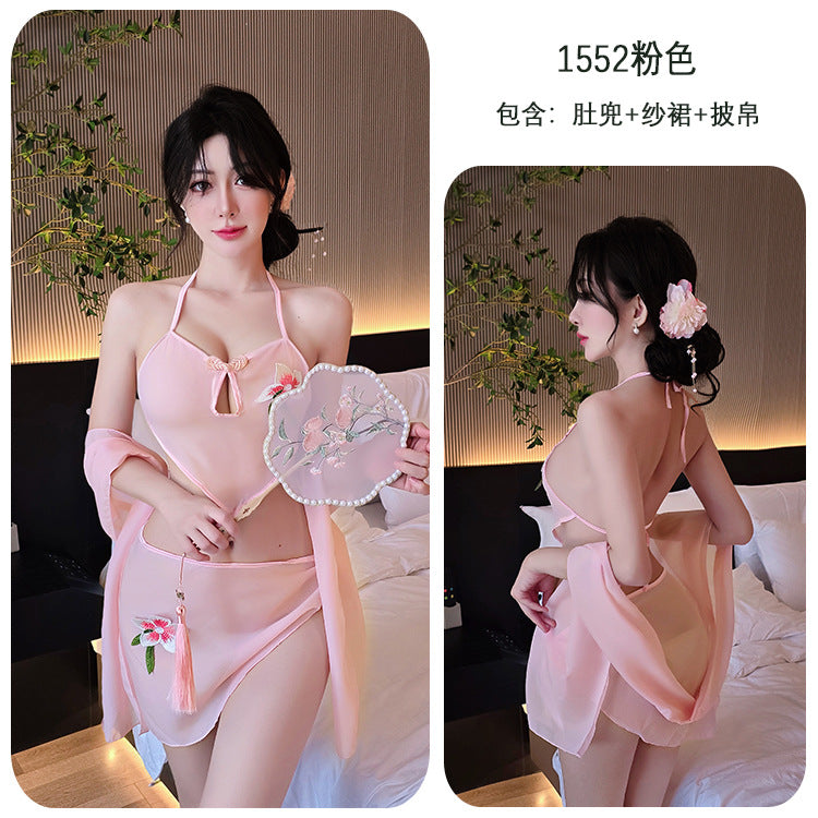 【A-1552】情趣內衣性感網紗純欲風漢服角色扮演肚兜系帶誘惑裝女睡衣睡裙