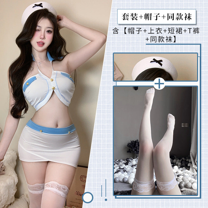 BT2959-性感純美浪漫空姐制服誘惑純欲露肩包臀裙情趣內衣套裝女睡衣睡裙角色扮演