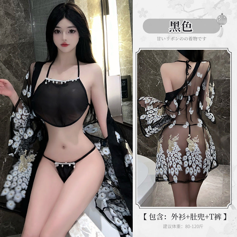 BT2885-性感內衣COSPLAY日式印花和服透視套裝激情趣內衣誘惑免脫女睡衣睡裙