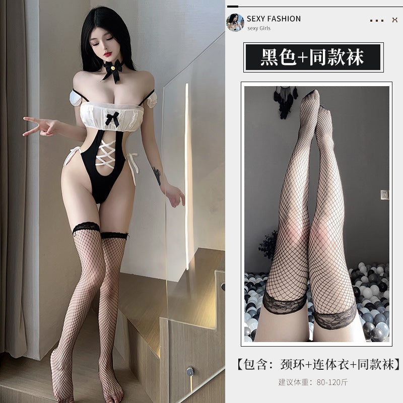 BT8501-性感內衣情趣內衣女蕾絲角色扮演開檔免脫誘惑調情吊帶睡裙女僕制服女睡衣睡裙