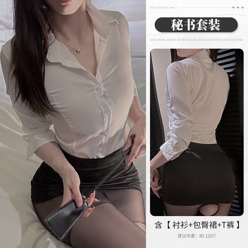 BT8238-性感內衣純欲ol女秘書包臀制服情趣內衣套裝性感誘惑床上免脫戰袍角色扮演女睡衣睡裙