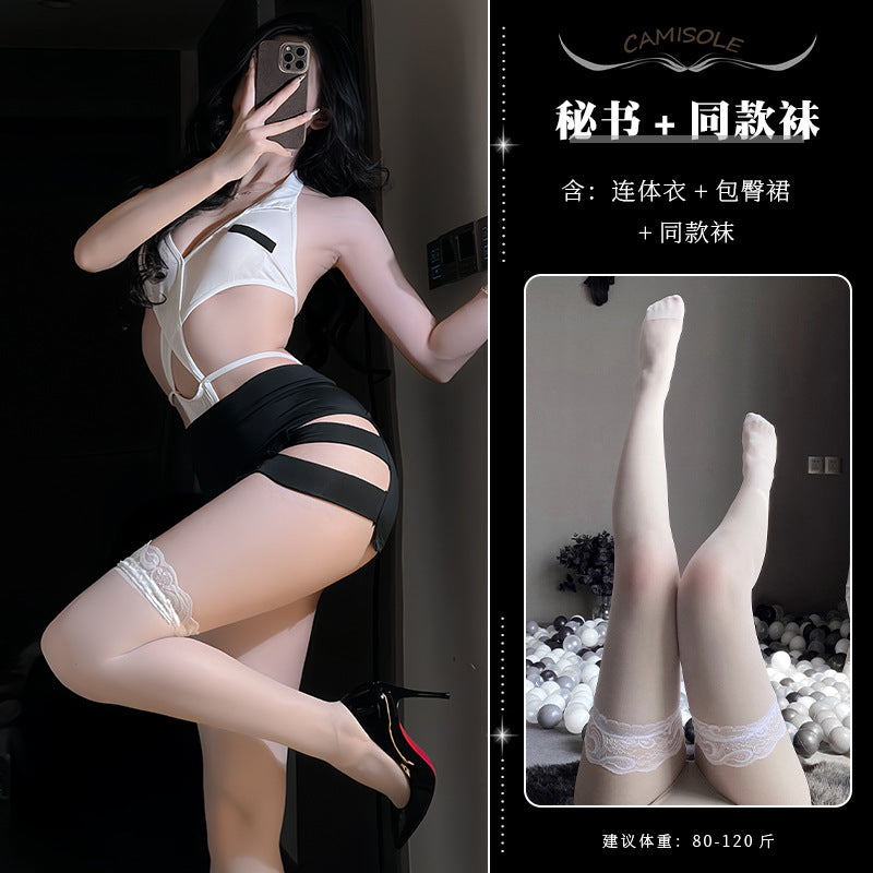 BT2840-性感內衣情趣內衣秘書誘惑綁帶露胸包臀套裝免脫制服套裝女睡衣睡裙