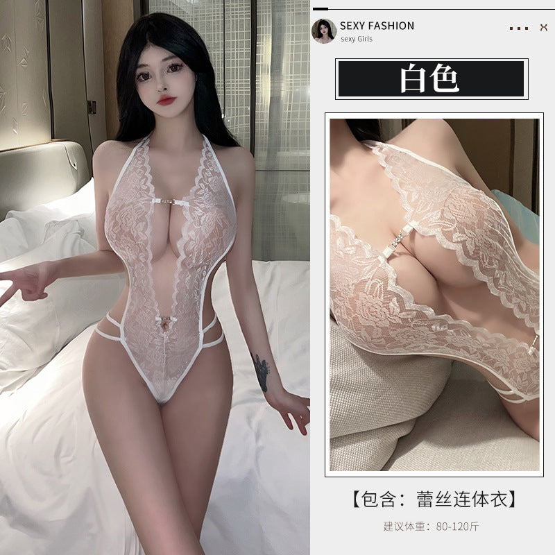 BS8522-性感內衣情趣內衣性感蕾絲深V掛脖連體內激情透視免脫誘惑女睡衣睡裙