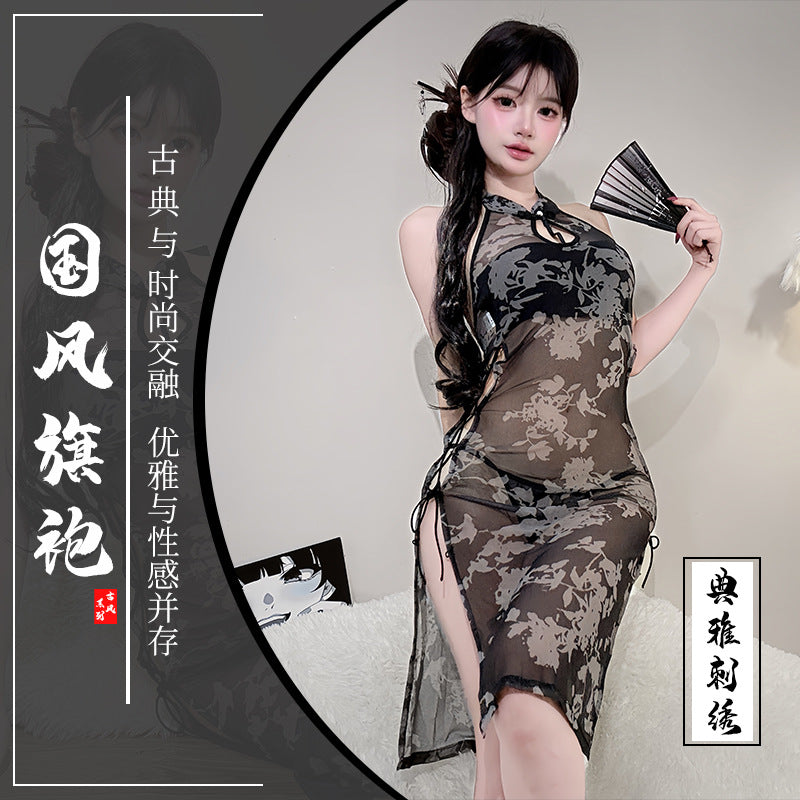 BT8370-性感情趣內衣國風旗袍純欲誘惑免脫復古鏤空美背裙子制服套裝女睡衣睡裙