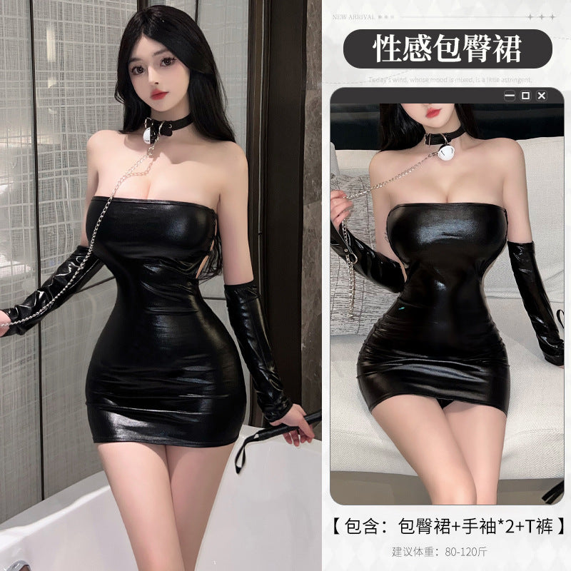 BT8606-性感內衣情趣內衣女王禦姐性感緊身漆皮制服角色扮演誘惑連體衣裝女睡衣睡裙
