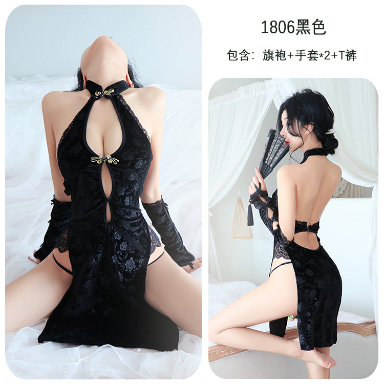 【A-1806】性感內衣情趣內衣古典開叉旗袍誘惑復古女睡衣套裝制服誘惑國風睡裙