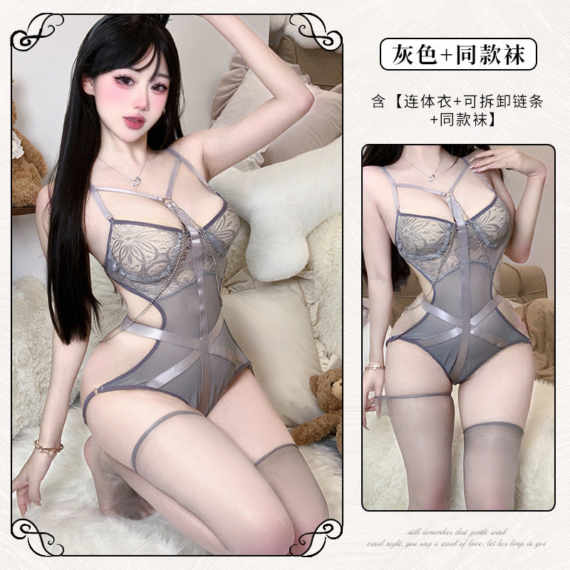 BS8596-性感情趣內衣綁帶束體衣套裝誘惑死庫水純脫套裝女睡衣睡裙