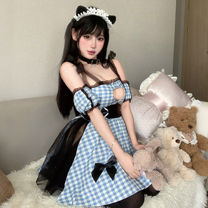 BT2875-性感內衣純欲網紗透胸軟糯甜美女僕裝情趣內衣女性感女傭制服免脫套裝女睡衣睡裙