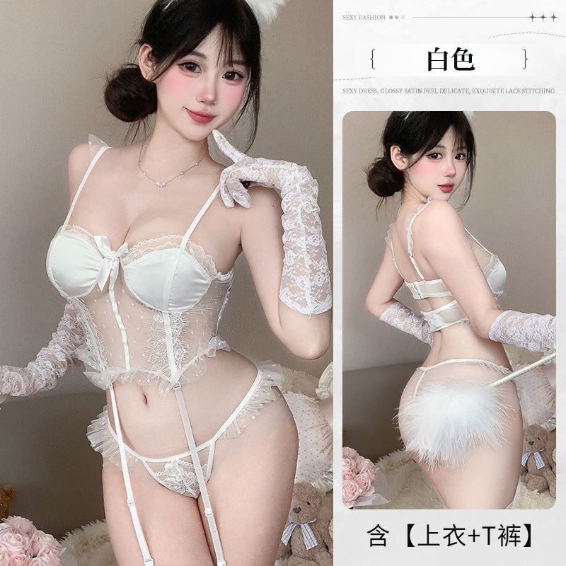 BS2184-性感情趣內衣純欲吊帶蕾絲透視情趣內衣制服誘惑免脫連體套裝女睡衣睡裙