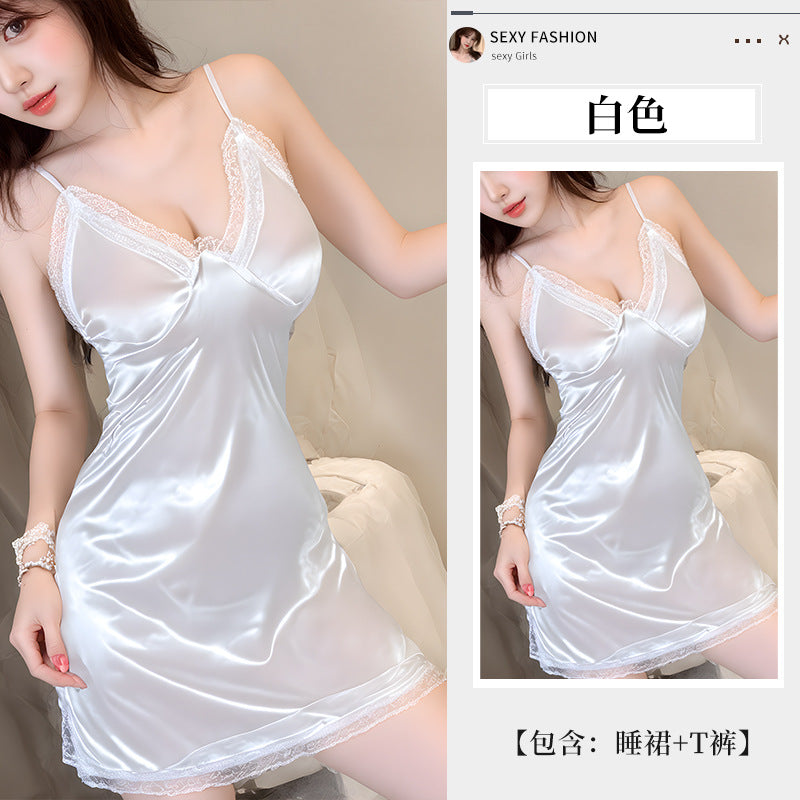 BS3550-性感情趣內衣純欲風吊帶睡裙女薄款蕾絲開叉大碼睡衣睡裙