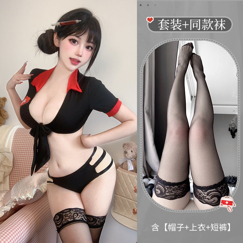 BT1308-私人護士情趣內衣露胸性感包臀角色扮演調情性趣睡衣免脫套裝女睡衣睡裙