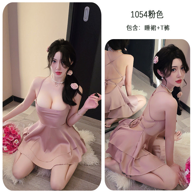【A-1054】情趣內衣性感純欲風吊帶睡裙女系帶制服誘惑睡衣套裝睡裙