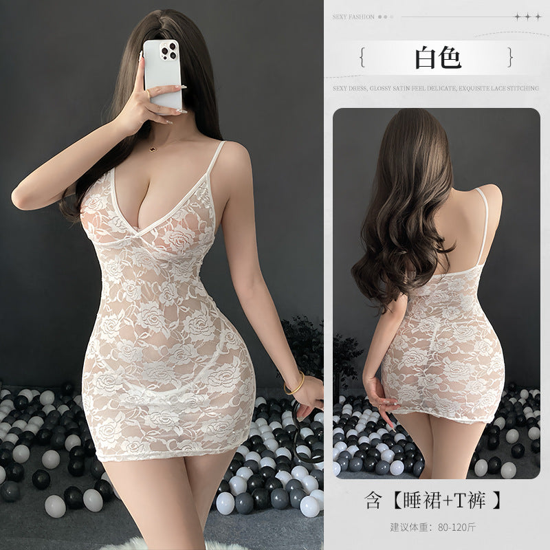BS8543-性感內衣情趣內衣性感低胸蕾絲透視吊帶連衣裙辣妹修身女睡衣睡裙