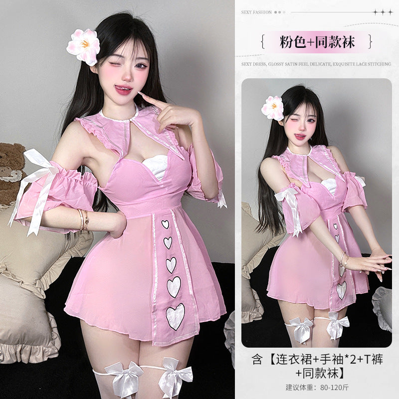 BT2696-性感情趣內衣深v女僕套裝角色扮演制服誘惑套裝女傭睡衣睡裙