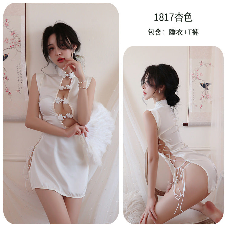 【A-1817】性感內衣情趣內衣性感鏤空復古旗袍短裙連衣裙純欲風開叉裙女睡衣睡裙