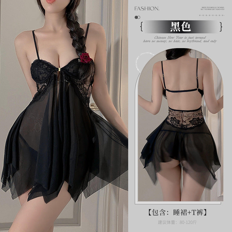 BS8013-性感情趣內衣套裝女內衣透視網紗性感誘惑火辣開檔吊帶睡裙女睡衣