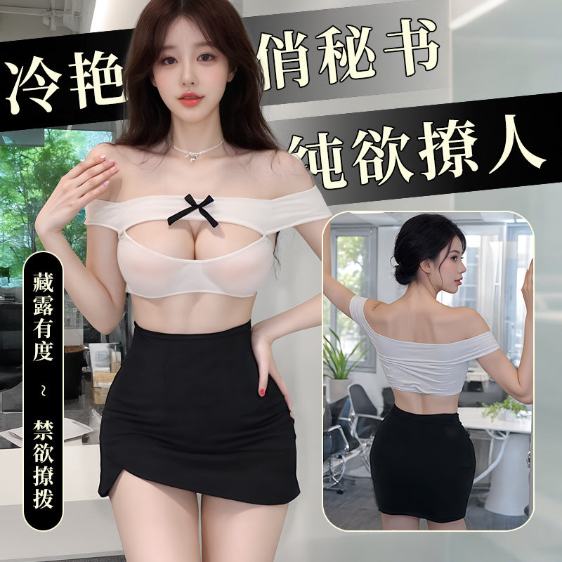 BT2470-2大碼性感情趣內衣女純欲秘書OL制服套裝夜店角色扮演大碼免脫套裝女睡衣睡裙