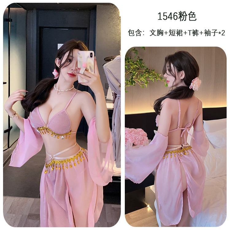 【A-1546】情趣內衣性感綁帶古風復古肚兜女漢服蕾絲連衣裙套裝女睡衣睡裙