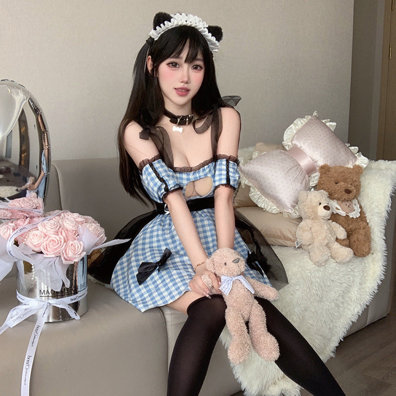 BT2875-性感內衣純欲網紗透胸軟糯甜美女僕裝情趣內衣女性感女傭制服免脫套裝女睡衣睡裙